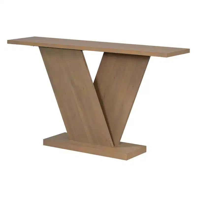 Mesa consola para recibidor, mesa decorativa para pasillo, mesa estrecha para sofá con chapa de madera natural, versatilidad clásica