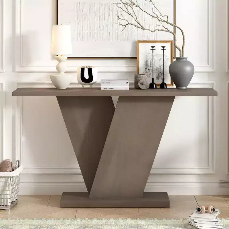 Mesa consola para recibidor, mesa decorativa para pasillo, mesa estrecha para sofá con chapa de madera natural, versatilidad clásica