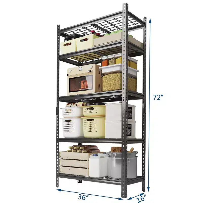 Rayonnage métallique robuste de garage à 5 niveaux, capacité de 2200 lb - Réglable, pour rangement, garage et sous-sol