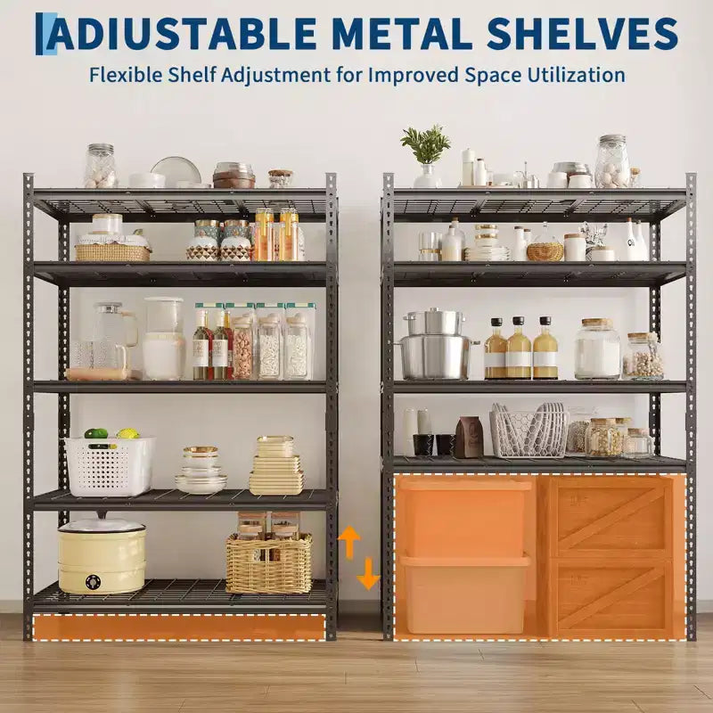 Robales Schwerlast-Metallregal für die Garage mit 5 Ebenen, Tragfähigkeit 2200 lb - verstellbar, für Lagerraum, Garage und Keller