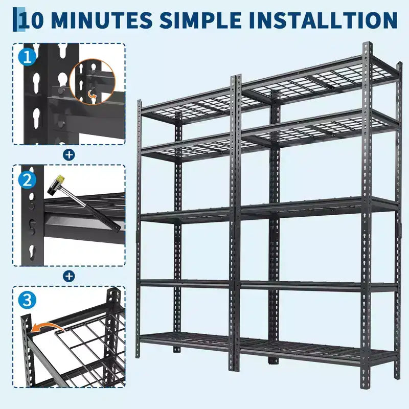 Robales Schwerlast-Metallregal für die Garage mit 5 Ebenen, Tragfähigkeit 2200 lb - verstellbar, für Lagerraum, Garage und Keller