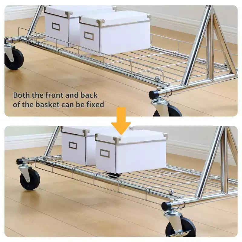 Portant à vêtements roulant robuste de 68, capacité de 600LBS, portant commercial pliable en fer (portant portable pour chambre)