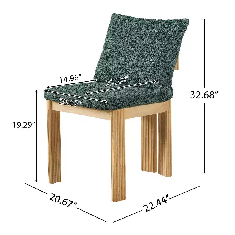 Moderner Esszimmerstuhl aus Gummibaumholz mit Bouclé-Polsterung (2er-Set)