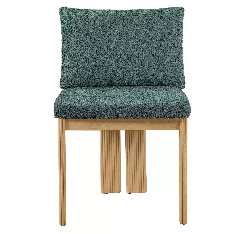 Moderner Esszimmerstuhl aus Gummibaumholz mit Bouclé-Polsterung (2er-Set)