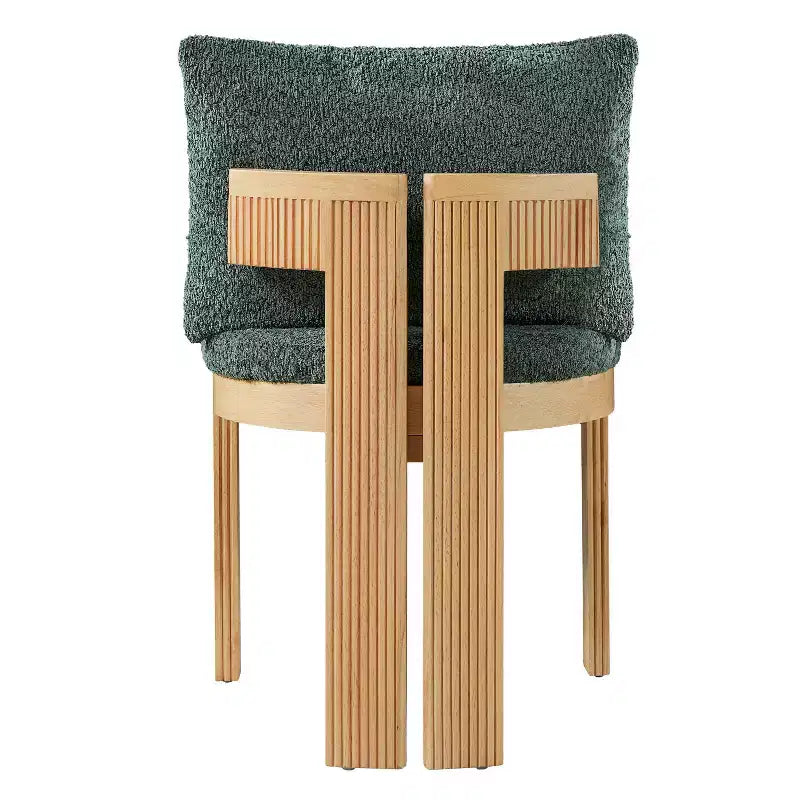 Moderner Esszimmerstuhl aus Gummibaumholz mit Bouclé-Polsterung (2er-Set)