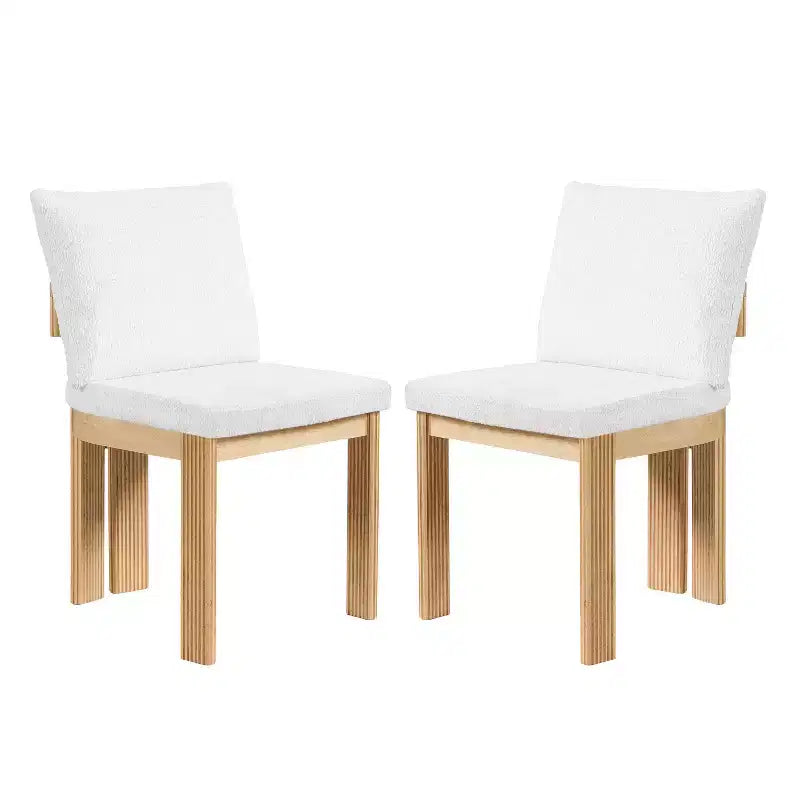Silla de comedor moderna de caucho con tapizado bouclé (juego de 2)