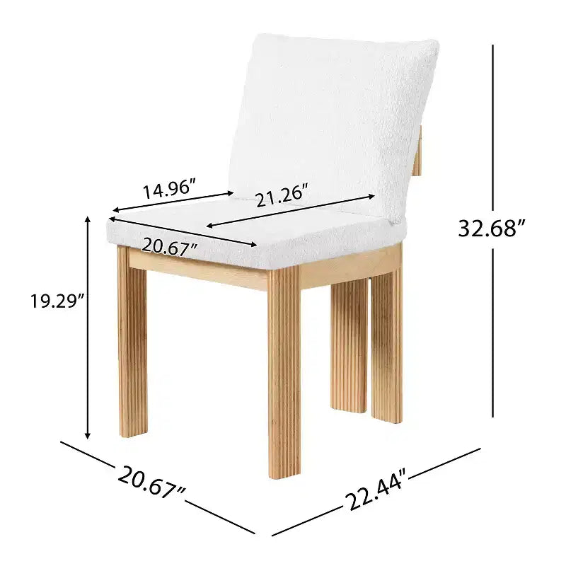 Silla de comedor moderna de caucho con tapizado bouclé (juego de 2)