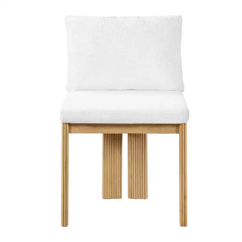 Silla de comedor moderna de caucho con tapizado bouclé (juego de 2)