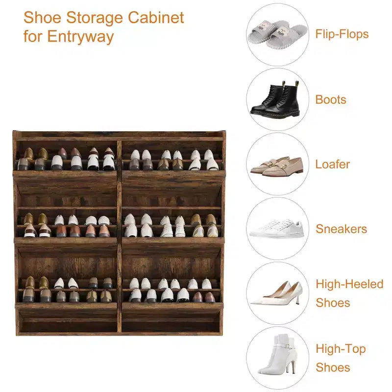 Zapatero con 6 cajones abatibles, organizador de zapatos de madera con estante ajustable, para guardar zapatos en el recibidor, pasillo o sala de estar