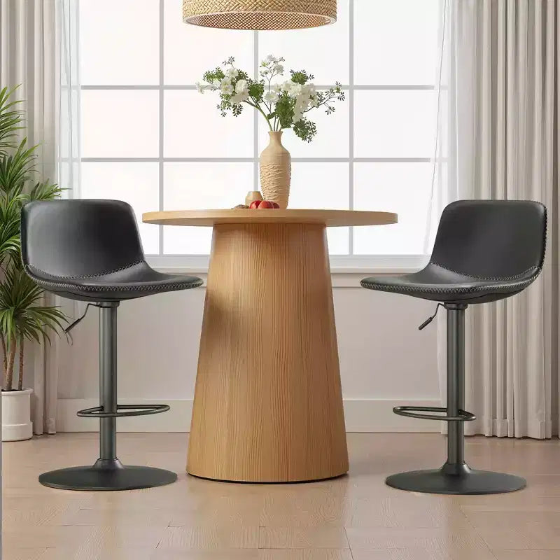 Set aus 2 höhenverstellbaren Dreh-Barhockern, Barhocker aus PU-Leder im Mid-Century- und Industrial-Stil für die Kücheninsel