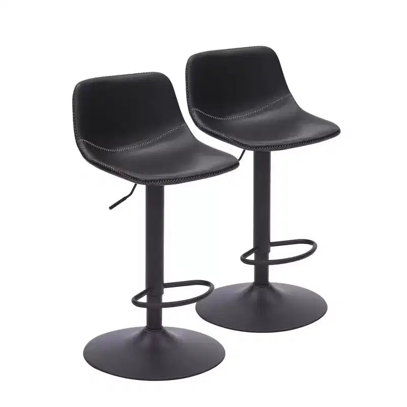 Set aus 2 höhenverstellbaren Dreh-Barhockern, Barhocker aus PU-Leder im Mid-Century- und Industrial-Stil für die Kücheninsel