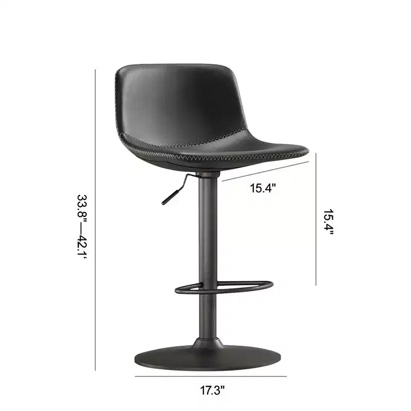 Set aus 2 höhenverstellbaren Dreh-Barhockern, Barhocker aus PU-Leder im Mid-Century- und Industrial-Stil für die Kücheninsel