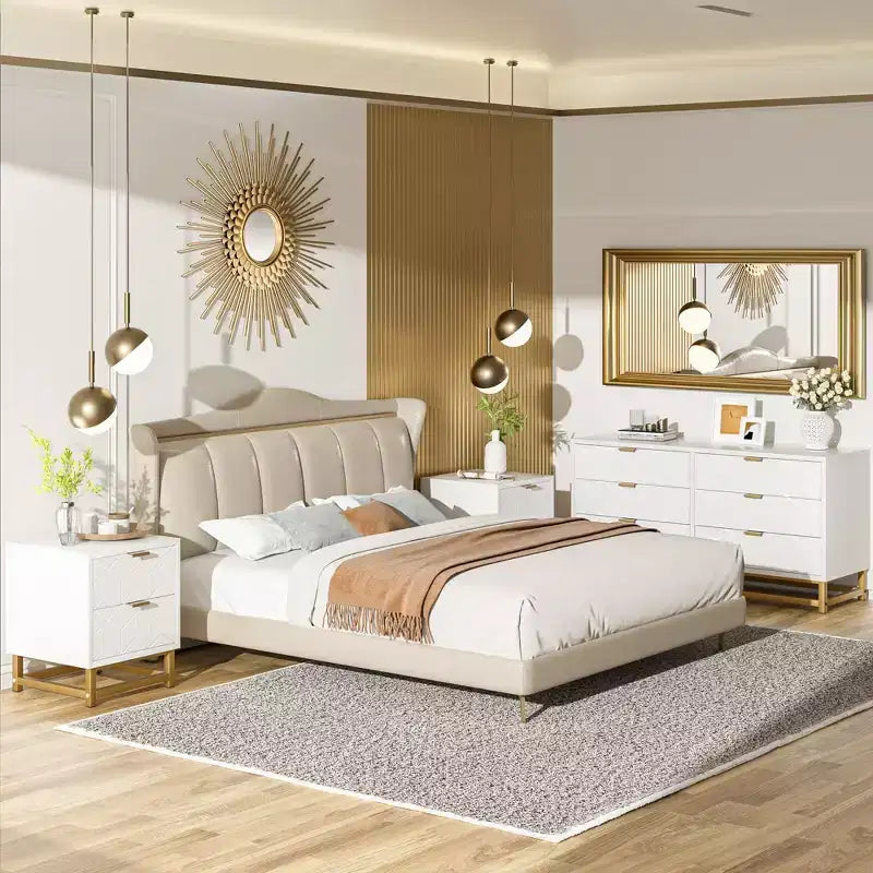 Cómoda para dormitorio, cómoda de madera rosa con 4 cajones y tiradores, almacenamiento moderno para el pasillo o la entrada