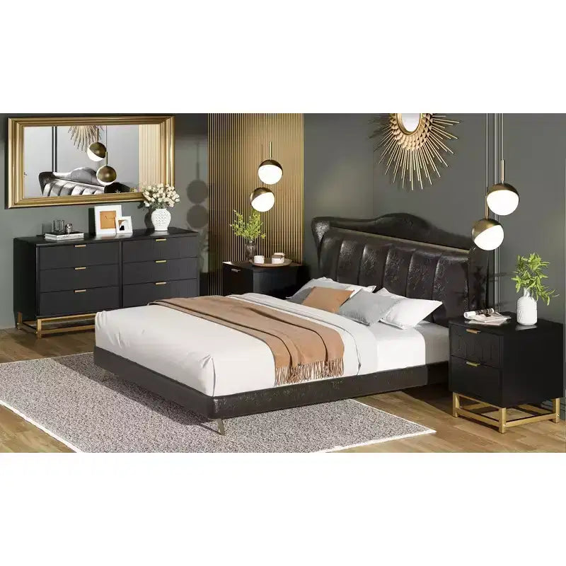 Cómoda para dormitorio, cómoda de madera rosa con 4 cajones y tiradores, almacenamiento moderno para el pasillo o la entrada