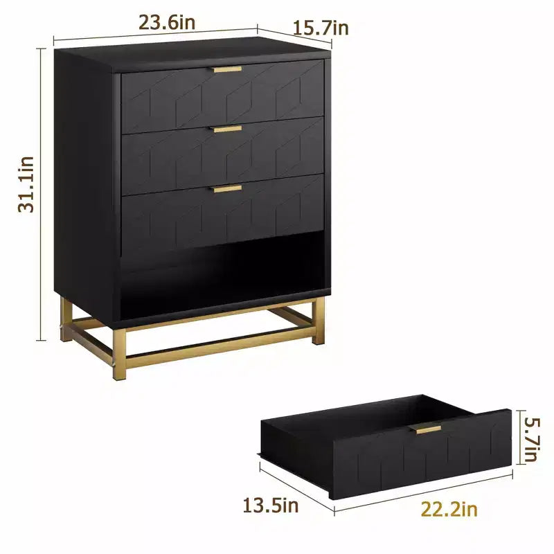 Cómoda para dormitorio, cómoda de madera rosa con 4 cajones y tiradores, almacenamiento moderno para el pasillo o la entrada