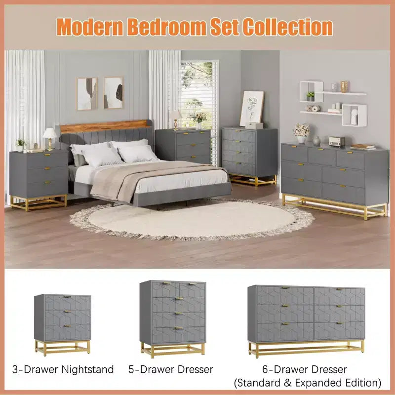 Cómoda para dormitorio, cómoda de madera rosa con 4 cajones y tiradores, almacenamiento moderno para el pasillo o la entrada