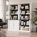 Librero blanco con estantes ajustables, vitrina de 5 niveles con luz LED