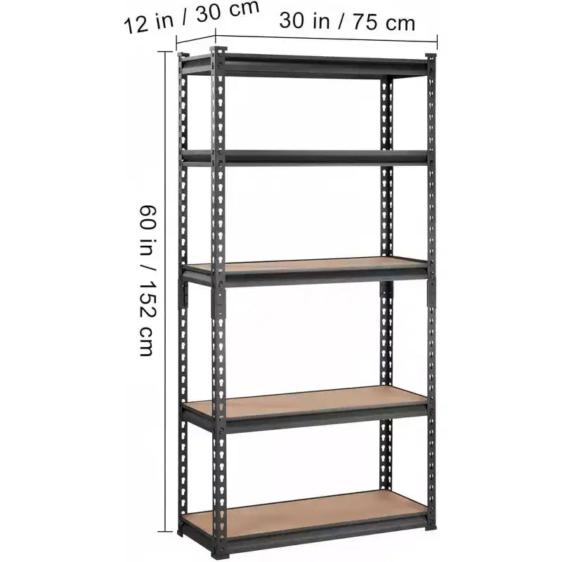Étagères de rangement robustes à 5 niveaux pour garage, réglables en métal, montage facile
