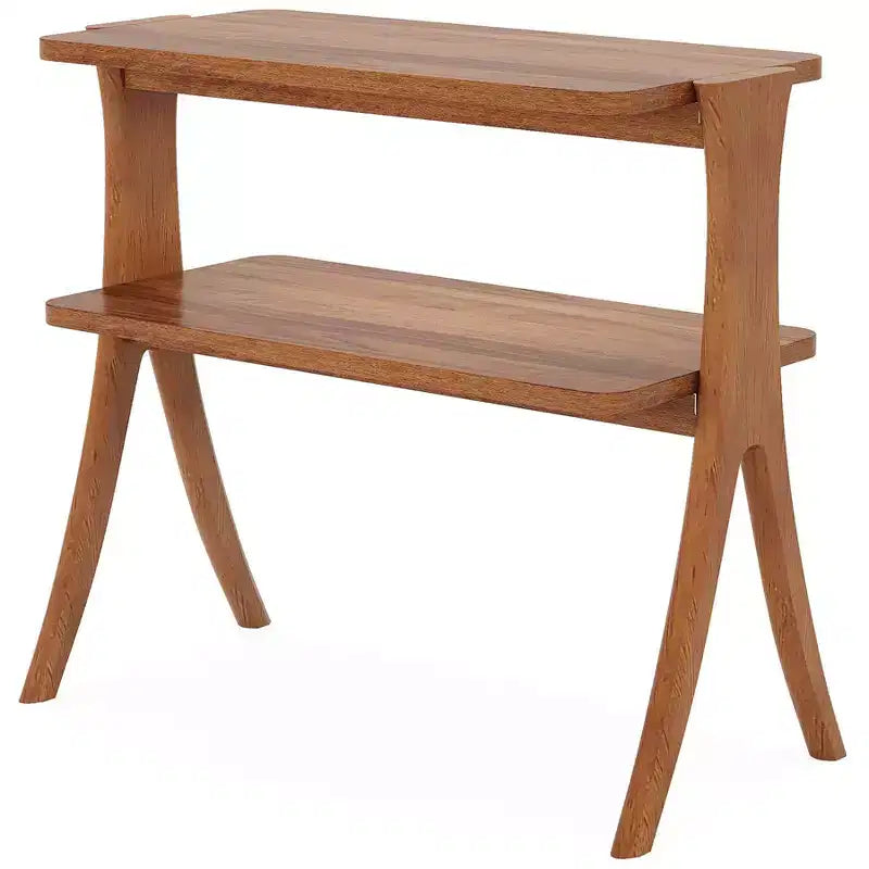 Table d’appoint en bois, de style maison de campagne, avec étagère de rangement à 2 niveaux