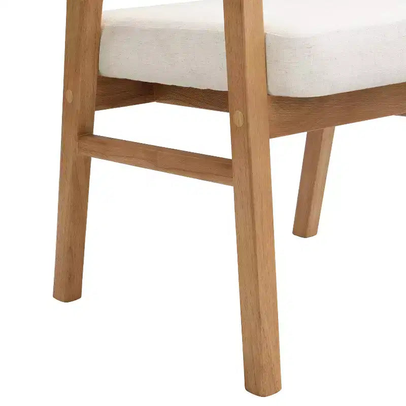 Chaise de salle à manger rembourrée en bois d’hévéa, avec dossier incurvé au motif cannage (lot de 2)