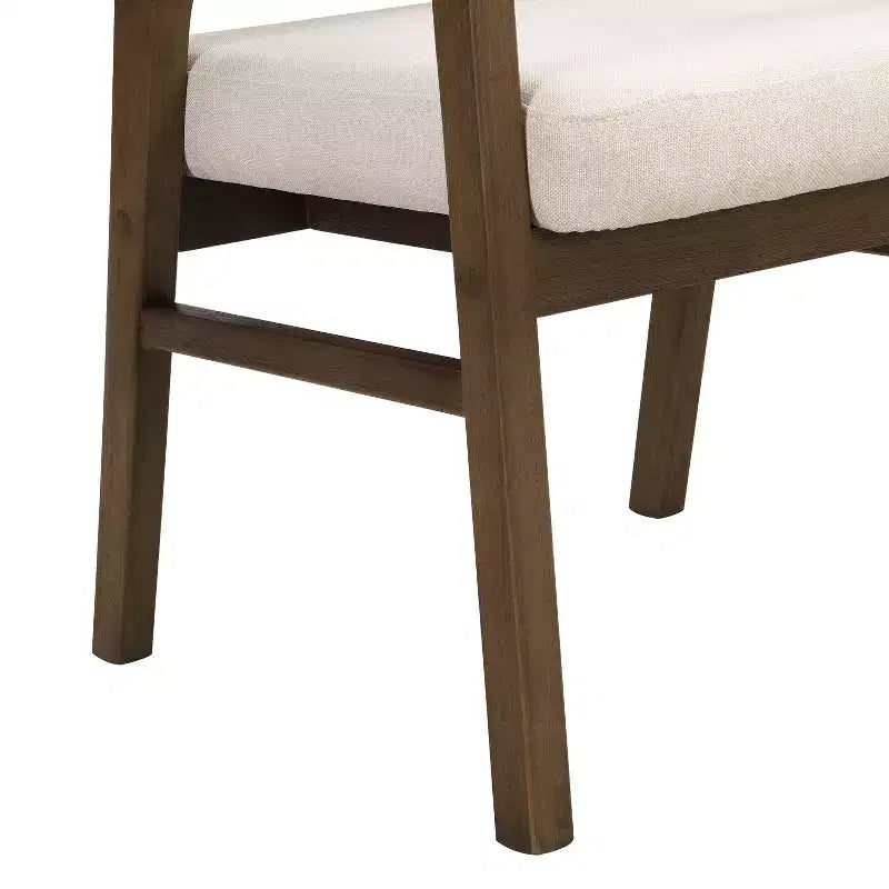 Chaise de salle à manger rembourrée en bois d’hévéa, avec dossier incurvé au motif cannage (lot de 2)