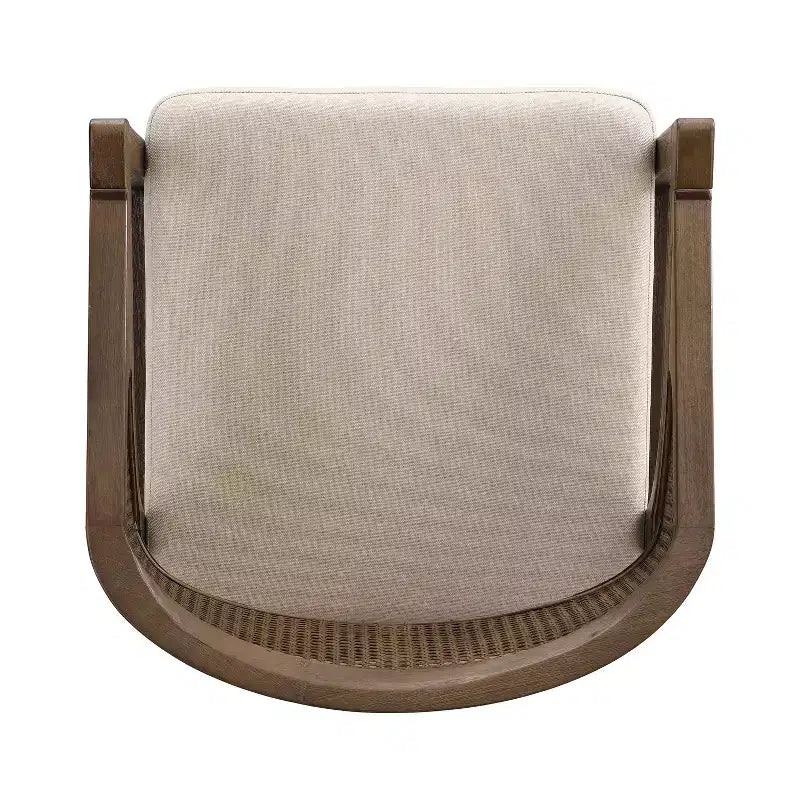 Chaise de salle à manger rembourrée en bois d’hévéa, avec dossier incurvé au motif cannage (lot de 2)