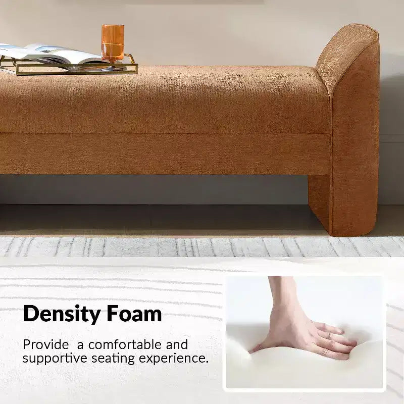 Moderne Sitzbank mit Chenille-Stoff - BEIGE