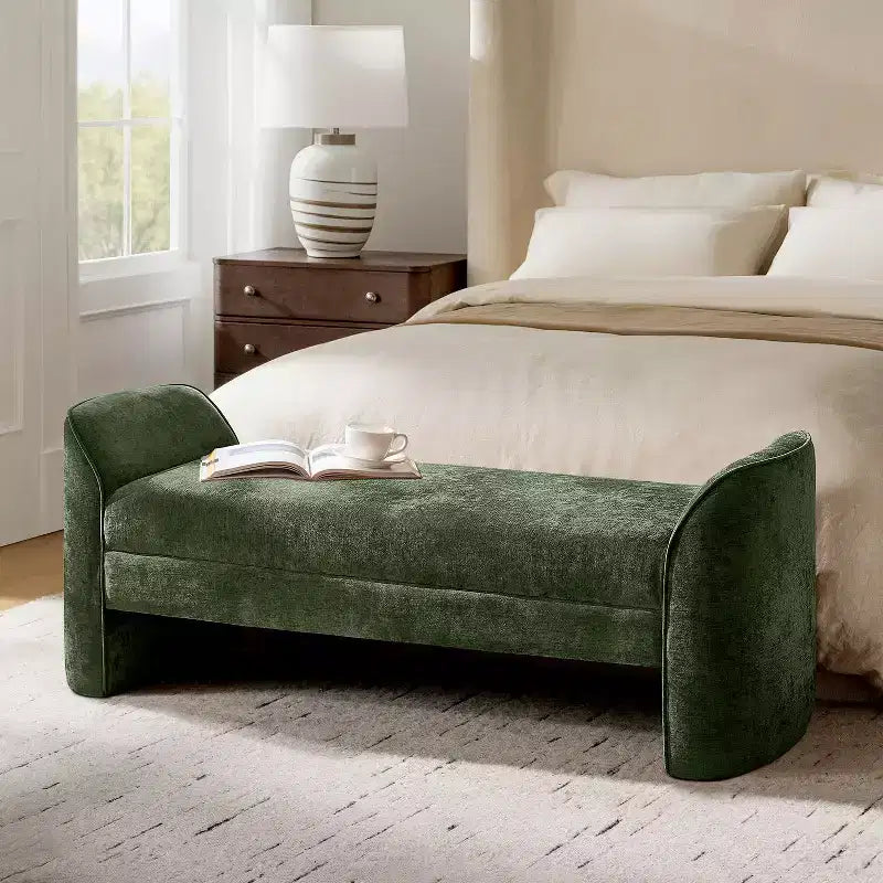 Moderne Sitzbank mit Chenille-Stoff - BEIGE
