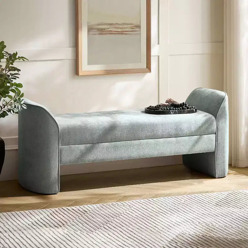 Moderne Sitzbank mit Chenille-Stoff - BEIGE