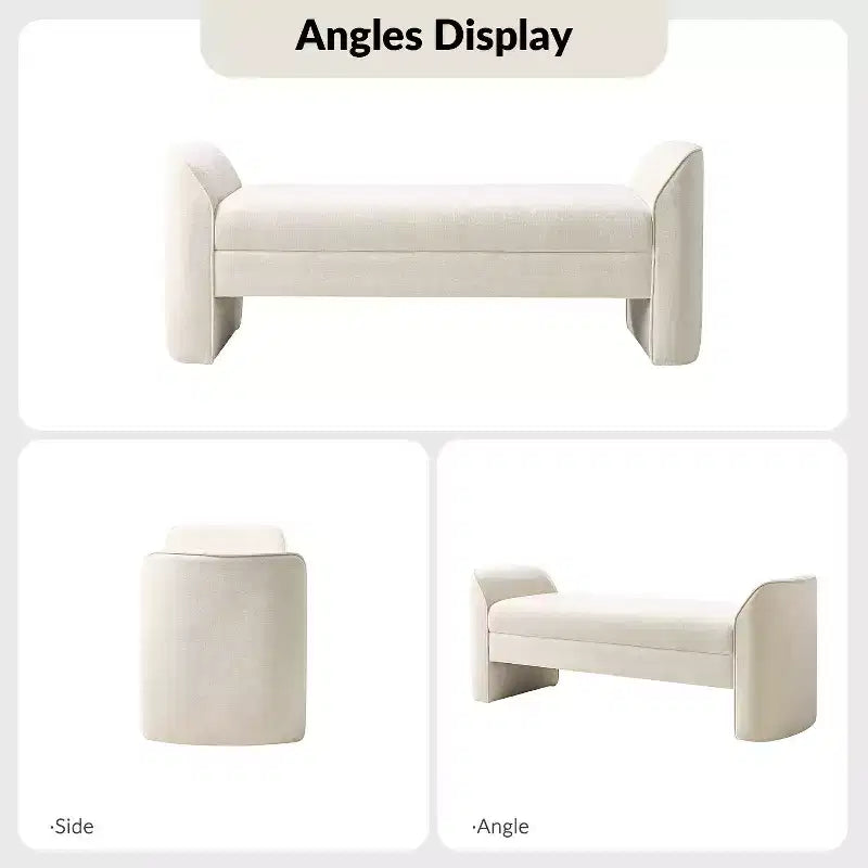 Moderne Sitzbank mit Chenille-Stoff - BEIGE