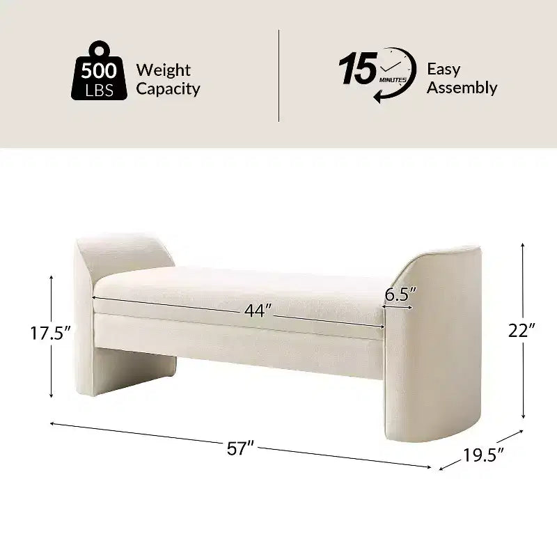 Moderne Sitzbank mit Chenille-Stoff - BEIGE