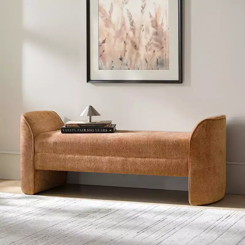 Moderne Sitzbank mit Chenille-Stoff - BEIGE