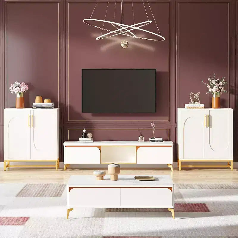 Aparador moderno blanco con 4 puertas y estantes ajustables