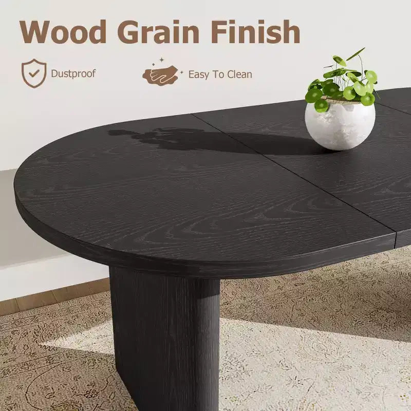 Table à manger ovale de 70.8 Inch pour 6-8 personnes, longue table de cuisine de style campagnard avec piètement épais en bois pour salle à manger, cuisine, salon et bureau